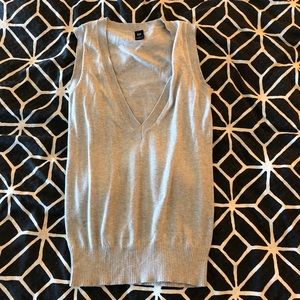 Grey deep V-Neck long vest